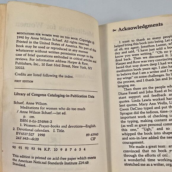 Meditations For Women Who Do Too Much Book By Anne Wilson Schaef 1990 Paperback - Picture 5 of 12
